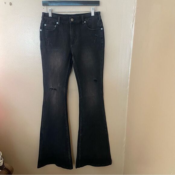 NWT SER.O.YA Demi flare jeans mid rise denim black some stretch Sz 26 - Picture 11 of 14